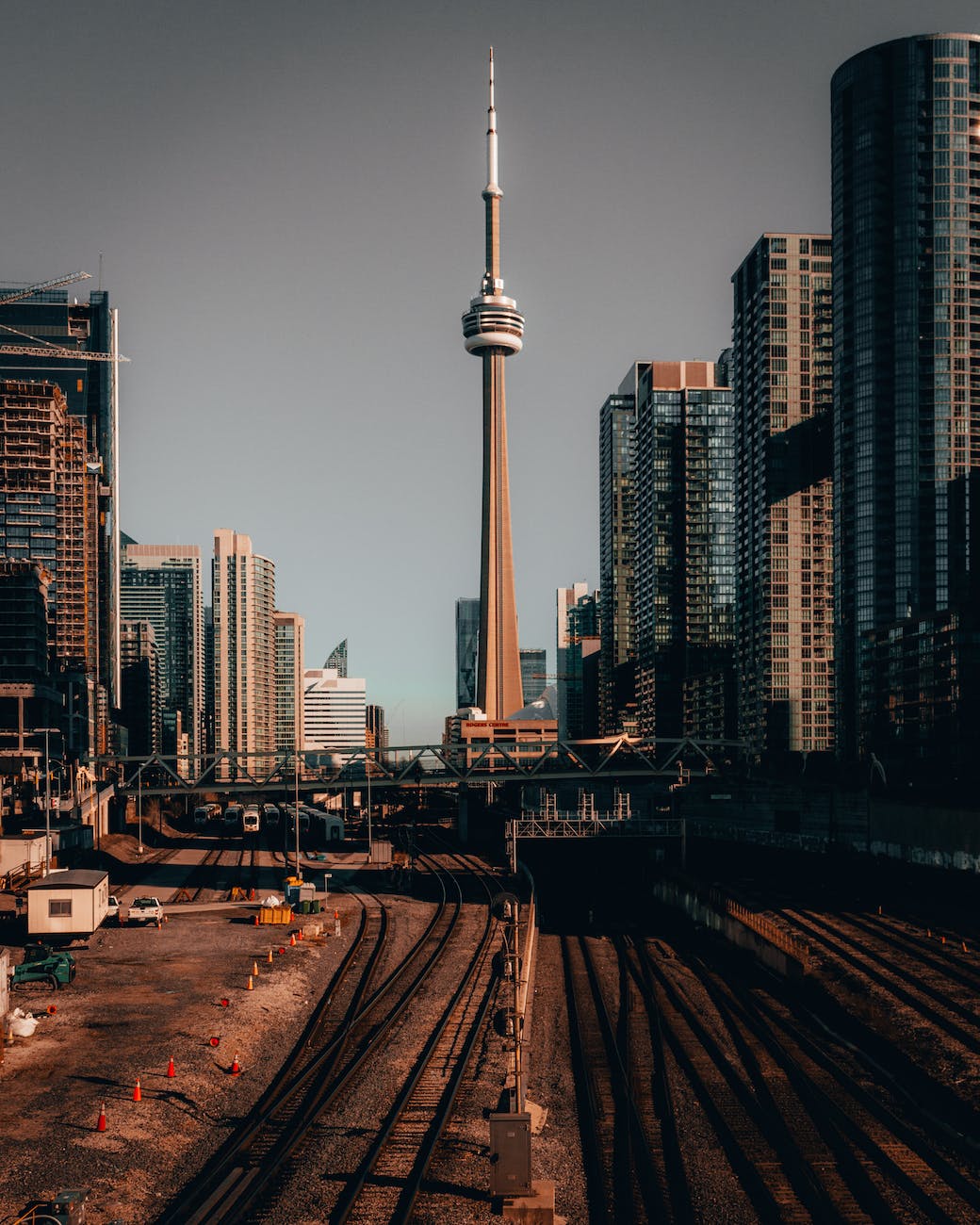 train tracks next to tower