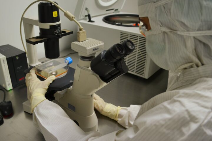 laboratory testing with microscope