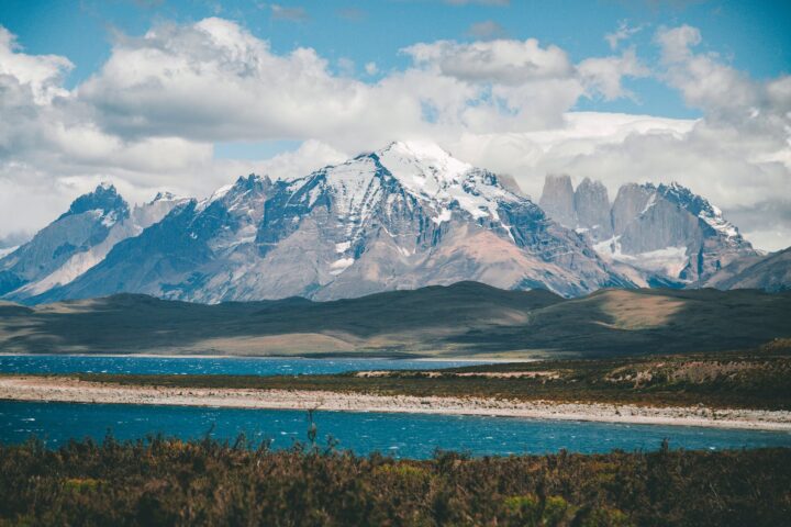 body of water near mountain