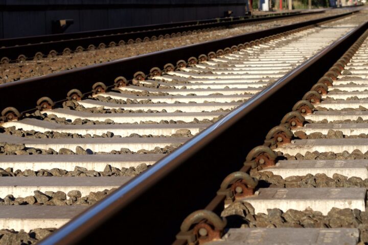 black and gray metal train rail