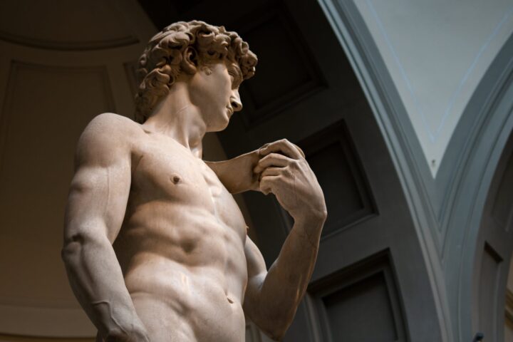 low angle shot of man sculpture