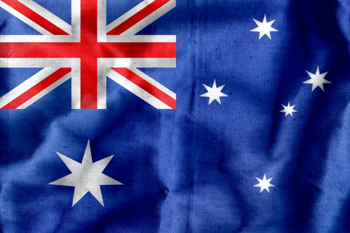 textile australian flag with crumples