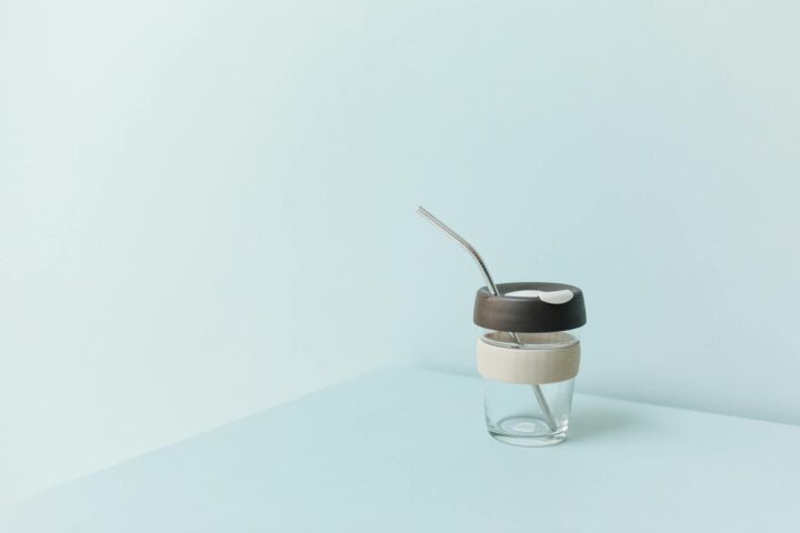 reusable cup with metal straw